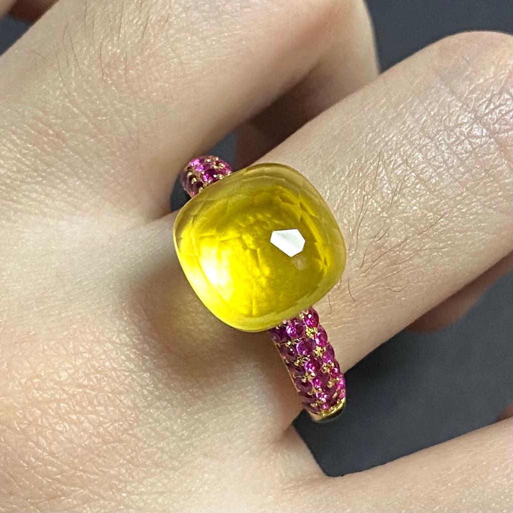 11 .6x7mm Big Stone Natural Crystal Candy Ring With Purple Zircon Crystal Ring For Women Jewelry Gift Birthday Pomellato