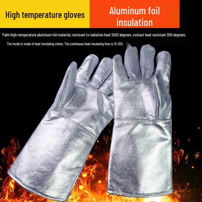 Heat-Resistant 500°F BBQ & Baking Gloves, Aluminum-Lined, Anti-Scald, Thickened Five-Finger Design