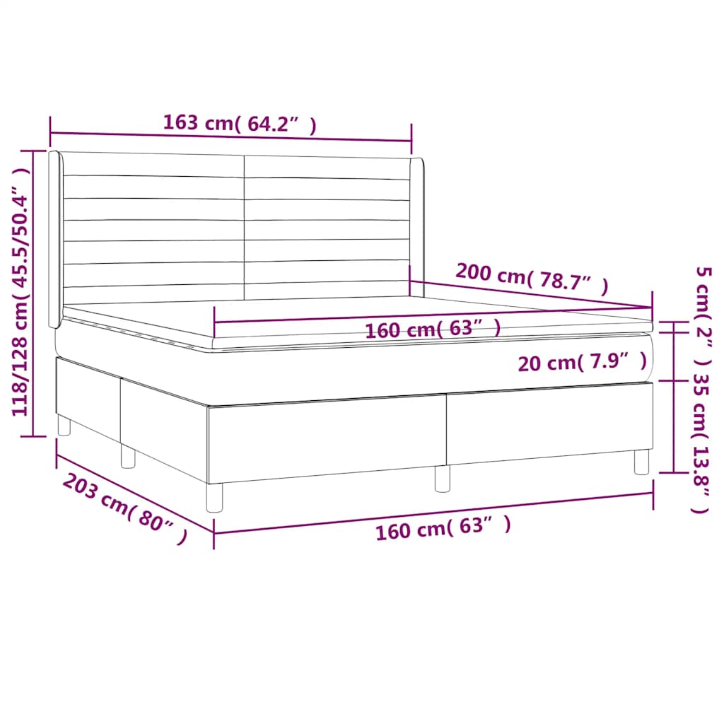 Box Spring Bed with Mattress Dark Green 160 x 200 cm Velvet
