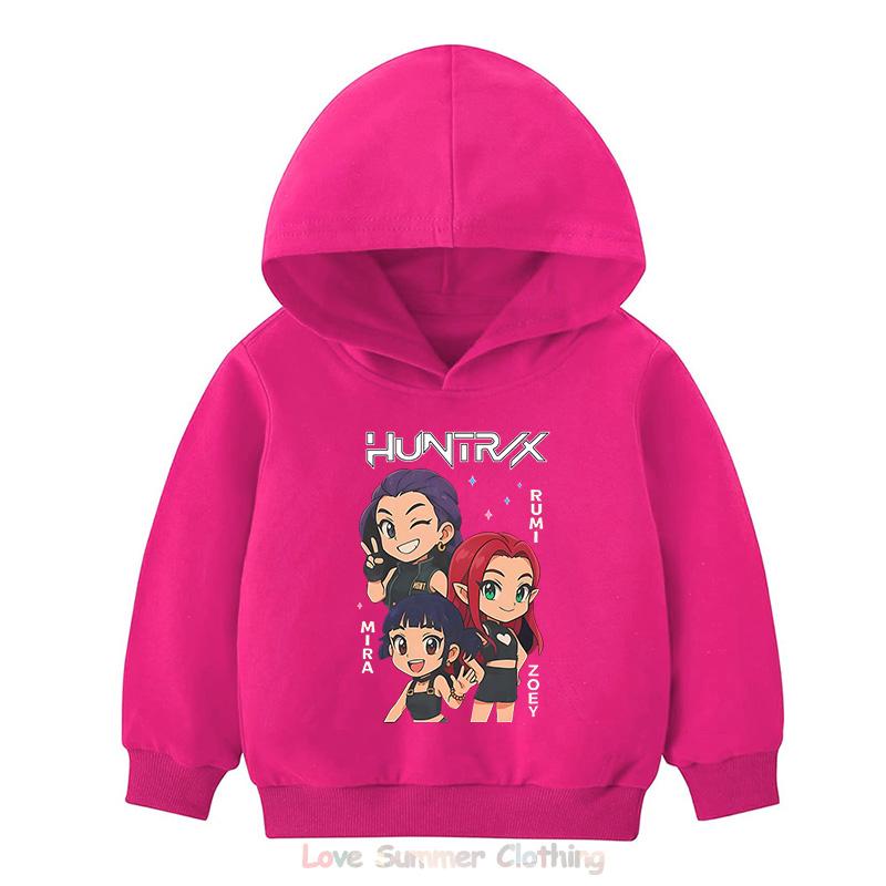 KPop Demon Hunters Hoodie Girls Kids Hooded Sweatshirt  Girls Pullover Hoodies Polyester Outerwear Children's Clothing