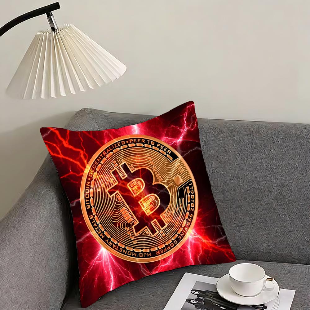 

Bitcoin Fashion Cushion Cover Pillowcase Ultra Soft Skin Friendly Fabric Cloud Like Comfort Concealed Zipper 30x30cm