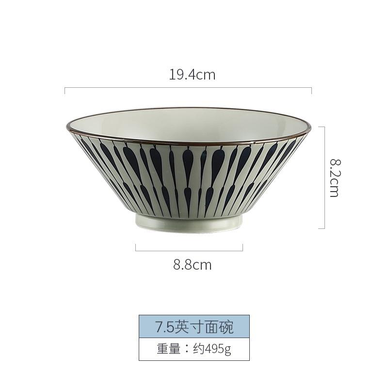 Japanese Style Ceramic Rice Bowl Set Noodle Bowl Household Lunch Rice Milk Oats Vegetable Fruit Breakfast Bowls Plate Tableware