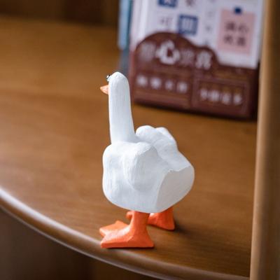 Décoration Canard Doigt d'Honneur Créatif - Statue en Résine Originale Ornement d'Artisanat Tendance Internet, Figurine de Bureau Originale pour la Maison