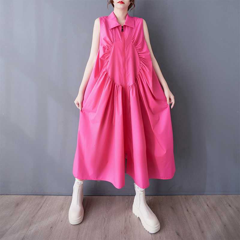 

Весенне-осеннее повседневное платье-рубашка без рукавов в стиле пэчворк One size розы красного