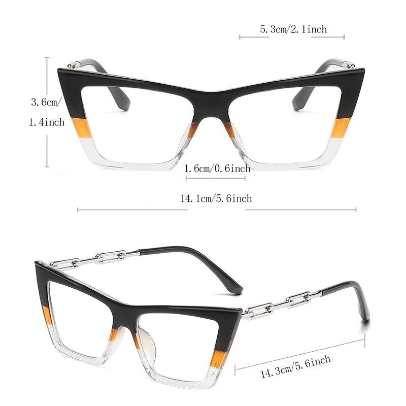 Women Luxury Designer Color Stitching Eyeglasses for Ladies Polygon Cat Eye Anti Blue Light Blocking Glasses Frame Optical Frame