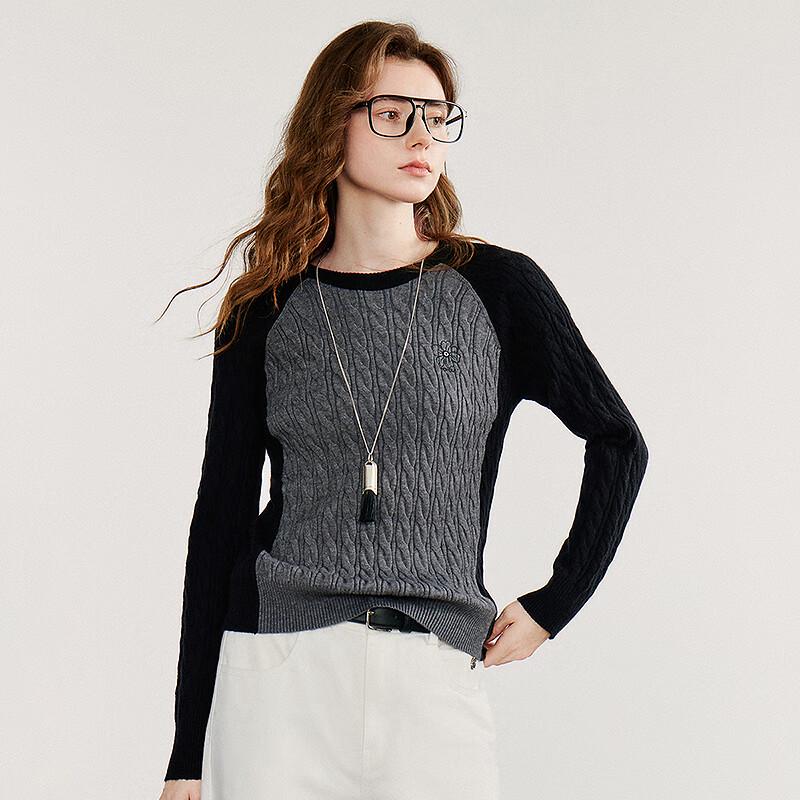 Chuyu Women's Retro Color-Block Knit Top