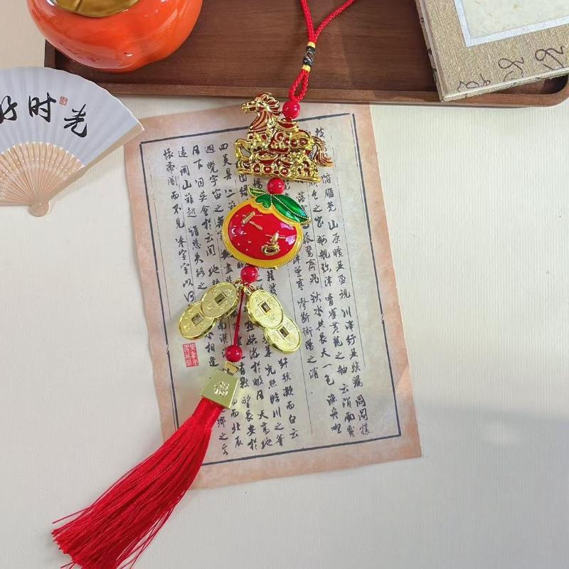 Traditional Chinese Horse Zodiac Pendant; Car Ornament for Spring Festival; Tassel Pendant Gift