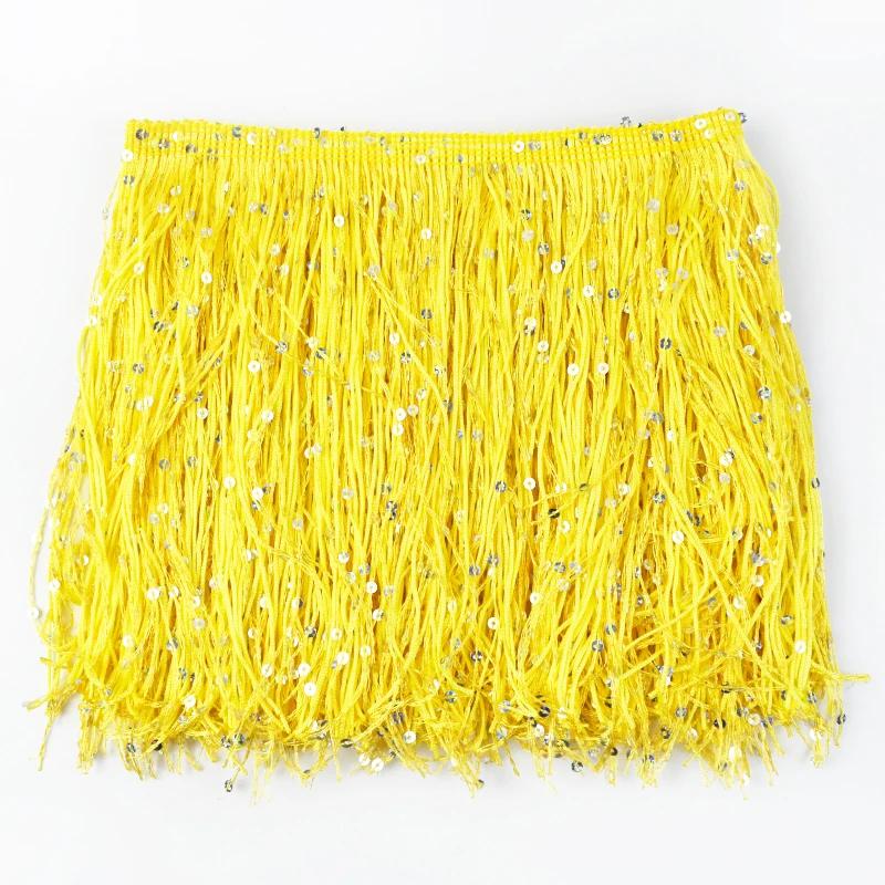 3/5/10M 20cm Sequin Fringe Tassel DIY Clothing Sewing Acessories Latin Dress Lace Trim Fabric Performance Garment Laces Trimming
