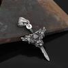 Double Wolf Head Sword Small Pendant Viking Rune Triangle Jewelry Necklace
