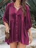 2025 Autumn Women's Solid Velvet Single-Breasted Pleated Long Sleeve Shirt - European and American Style