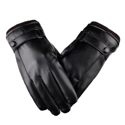 New Autumn and Winter Wash Leather Gloves for Men Full Touch Screen Plus Velvet Thickened Thermal Painted Electric Vehicle Motorcycle
