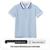 Kids' Light Blue Polo Shirt - Pure Cotton, Navy Blue Lapel, Short Sleeve, Summer Elementary School Uniform