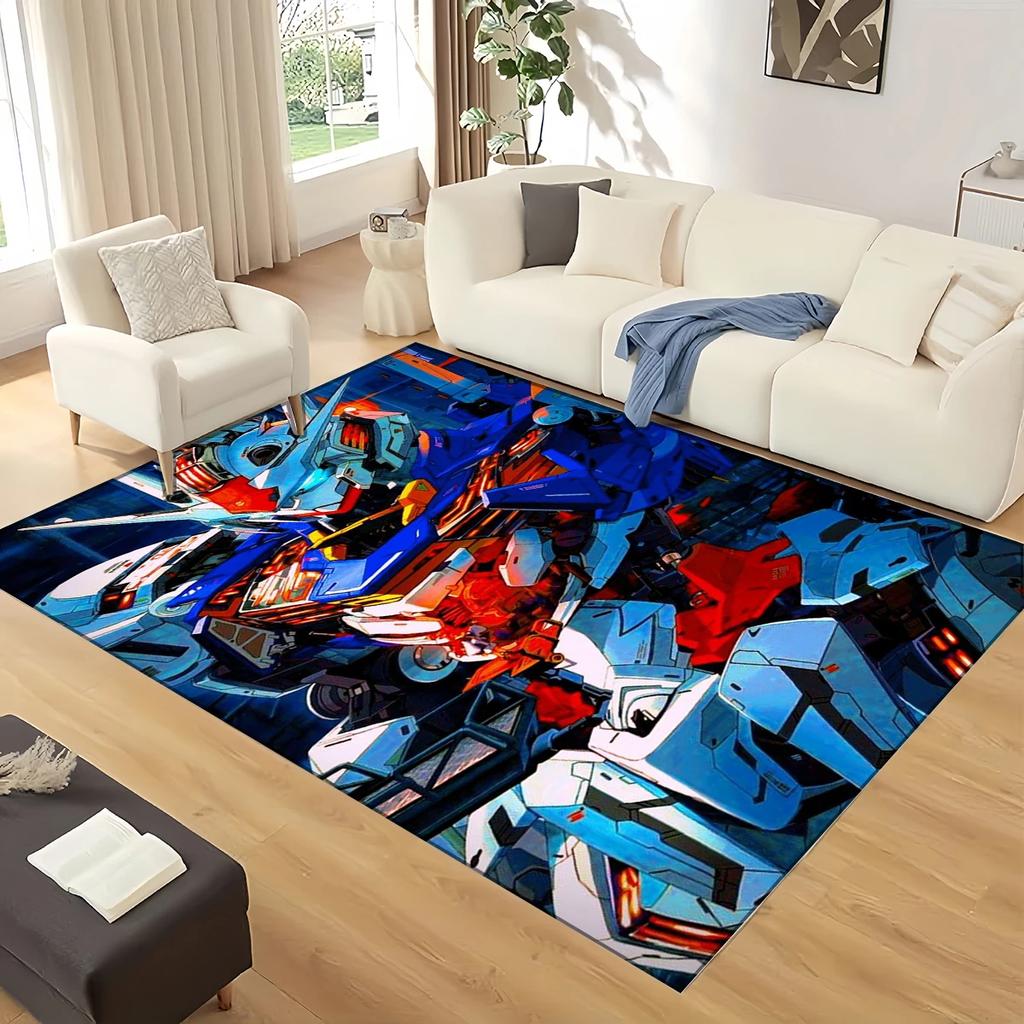 3D GUNDAM Robot Cartoon Carpet Rug for Living Room Bedroom Home Sofa Decoration,kids Play Non-slip Floor Mat Christmas Gift