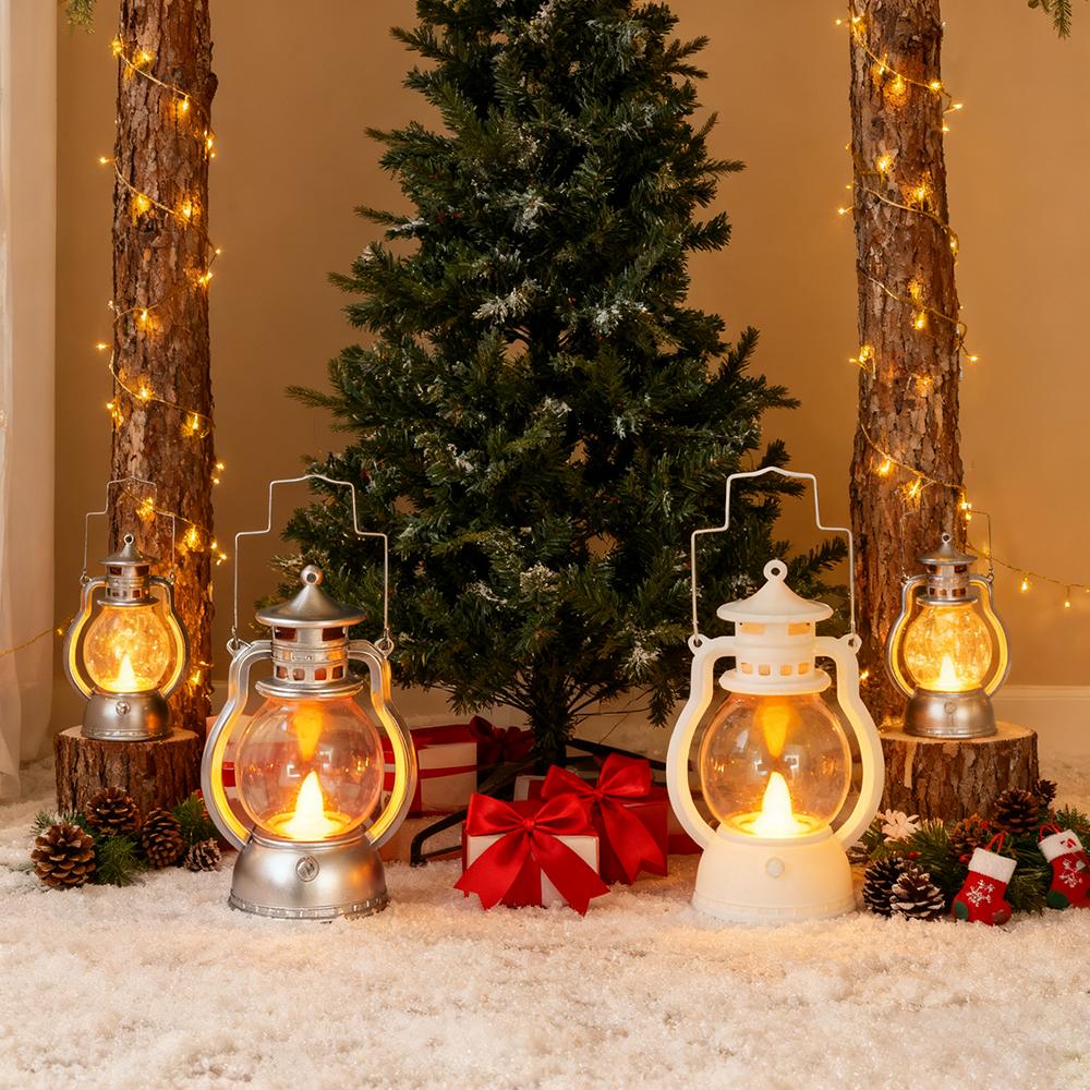 2pcs Hanging Candle Lantern, Retro Oil Lamp Battery Operated Lantern Light for Halloween Christmas Decor