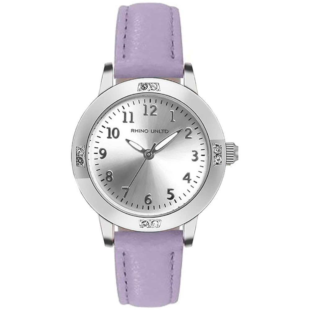Girls Fashion Watch Silver Purple Quartz with Luminous Hands and Arabic Numerals
