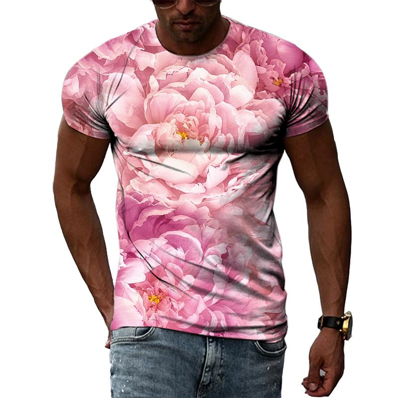 Letnia moda Osobowość Kwiaty graficzne koszulki Męskie Casual 3D Drukowane Krótkie rękawy Koszulki Hip Hop Trend Harajuku O-neck Topy