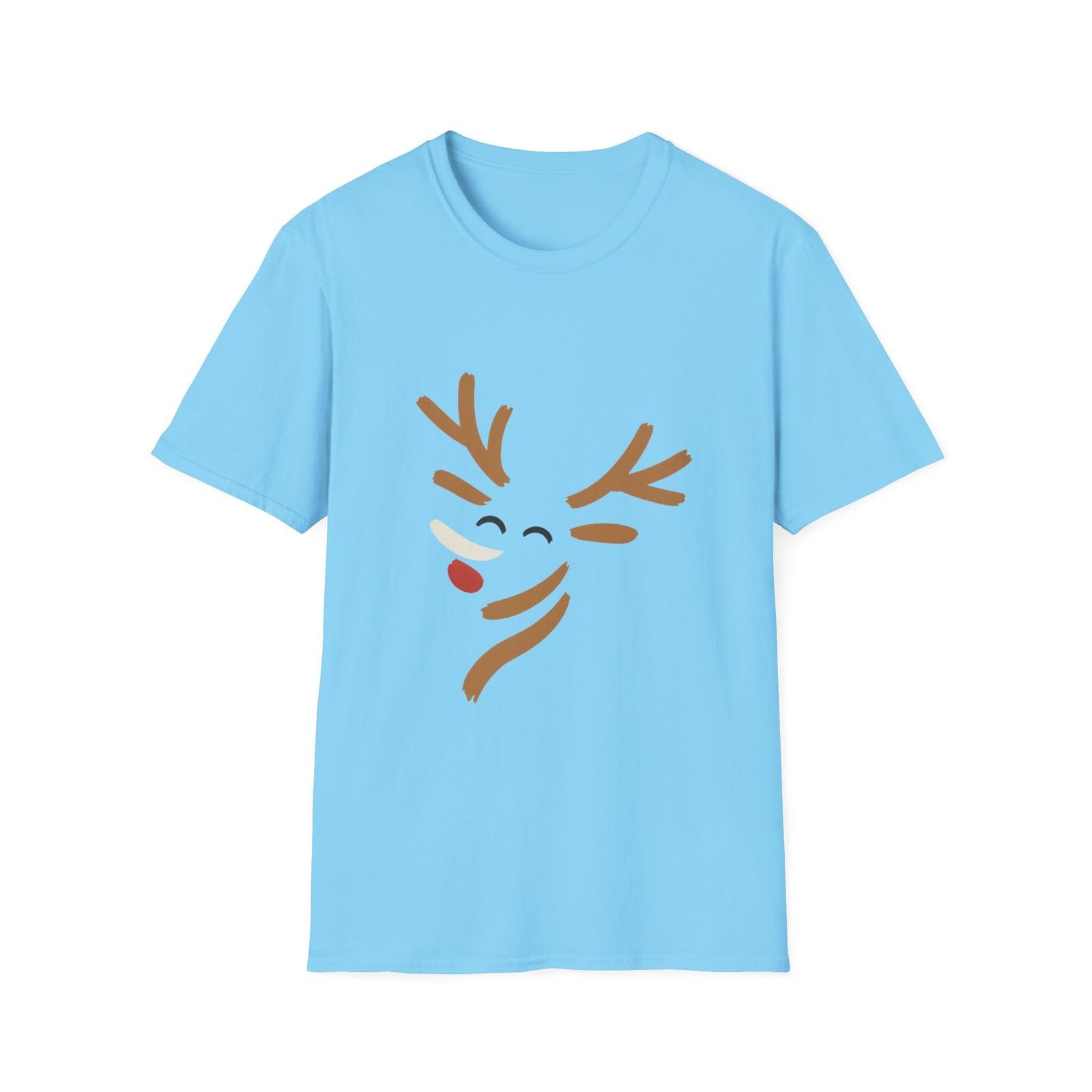Unisex Softstyle T-Shirt Mens Womens Tees Top Reindeer Mid-Sneeze Christmas Holiday Whimsy S
