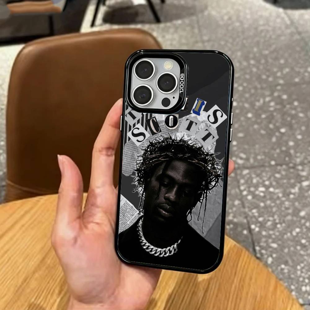 T-Travis S-ScottS Singer Phone Case For iPhone17,16,15,14,13,12,11 Plus,Pro Max Colored Silver Plated Inside Cover