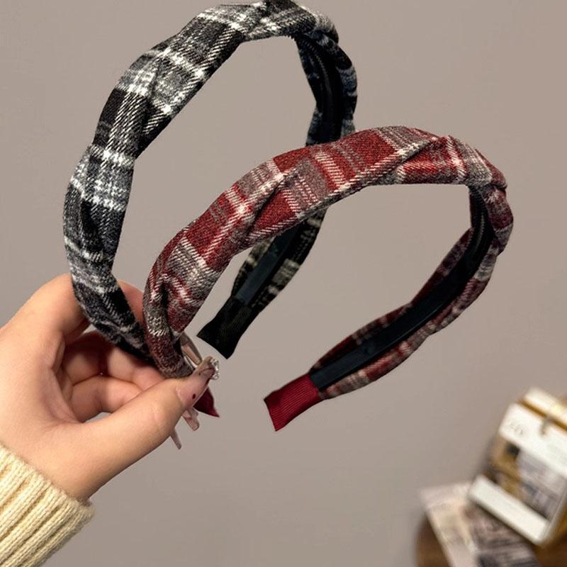 Vintage Plaid Cloth Hairband For Women Girls Sweet Hair Ornament Headband Hair Hoop Elegant Hair Band Hair Accessories