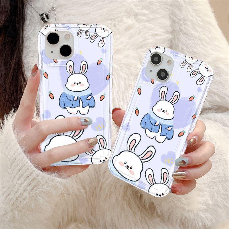 Cute Little White Rabbit for iPhone17PorMax Cartoon Mobile Phone Case 14 Apple 13 Transparent 16/15 Anti-drop