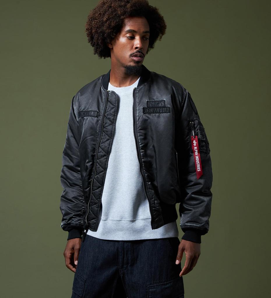 Alpha Industries Flight Scratch Air Crew US Black MA-1 Jacket, Spec, TA0531, Men's, TA0531-001,