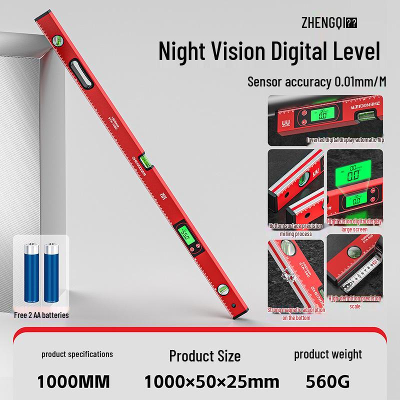 High-Precision Digital Magnetic Spirit Level with Cast Aluminum Edge