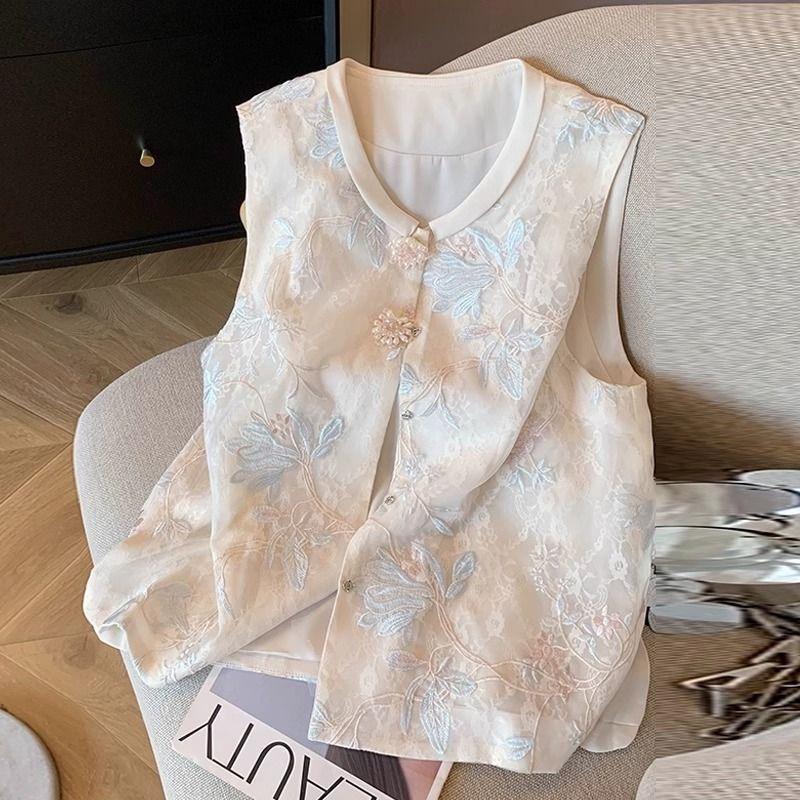Summer lace jacquard embroidered vest vest retro sleeveless vest women spring and summer