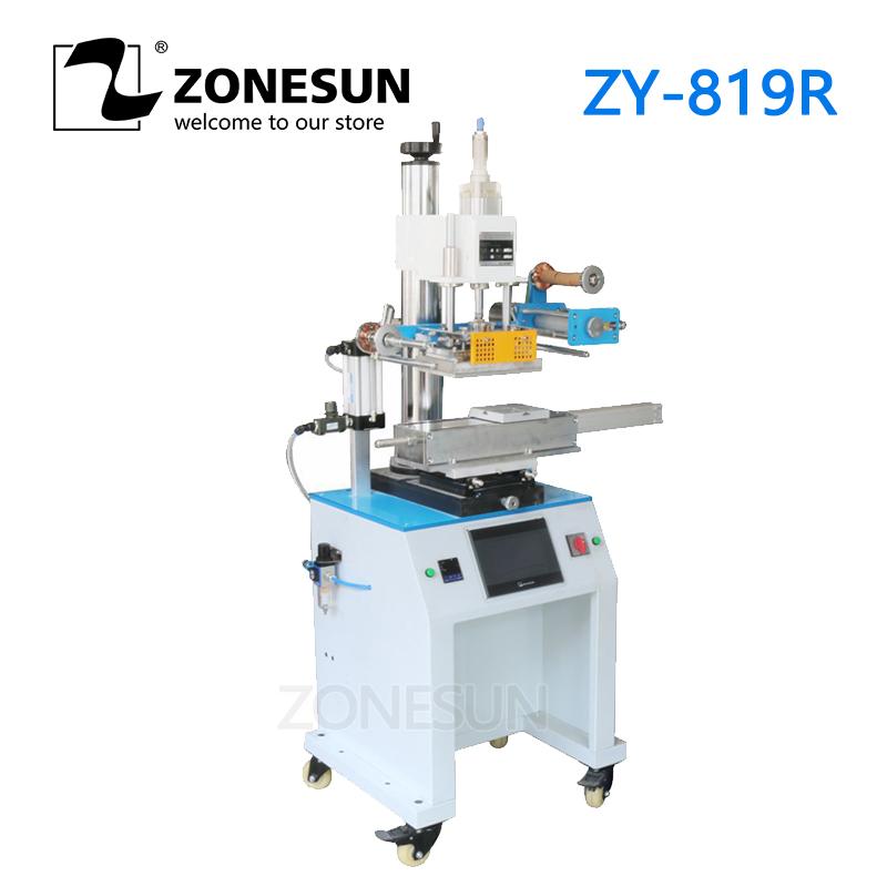 ZONESUN ZY-819R 150*230mm Round Cosmetic Bottle Leather LOGO Paper Customized Hot Foil Stamping Machine Heat Press Machine
