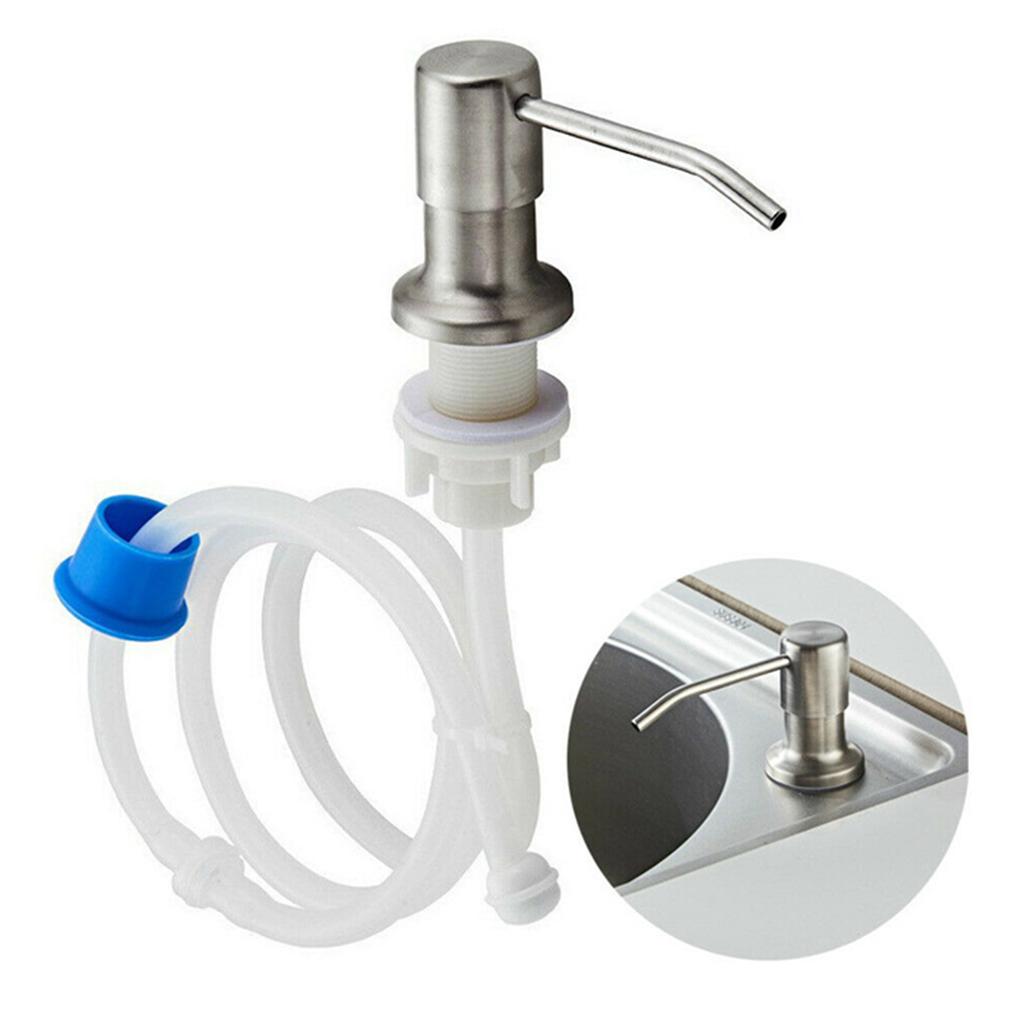 Kitchen Stainless Steel Sink Soap Dispenser Pump Head with Extension Silicone Tube