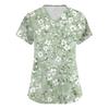 Women's Fashion Printed  Short Sleeve Care Workwear With Double Pockets Top
