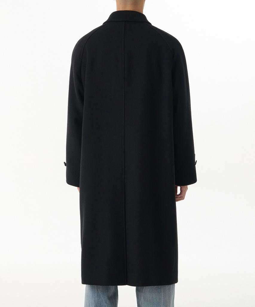 Musinsa Standard Wool Blend Oversized Muff Balmacaan Coat [Black]