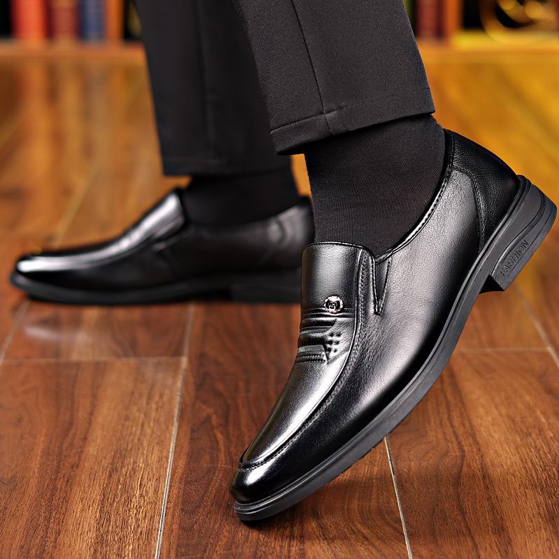 Men'S Leather Shoes, Leather Non-Slip Soft-Soled Dad Shoes, Men'S Versatile British Style Cowhide Breathable Men'S Shoes