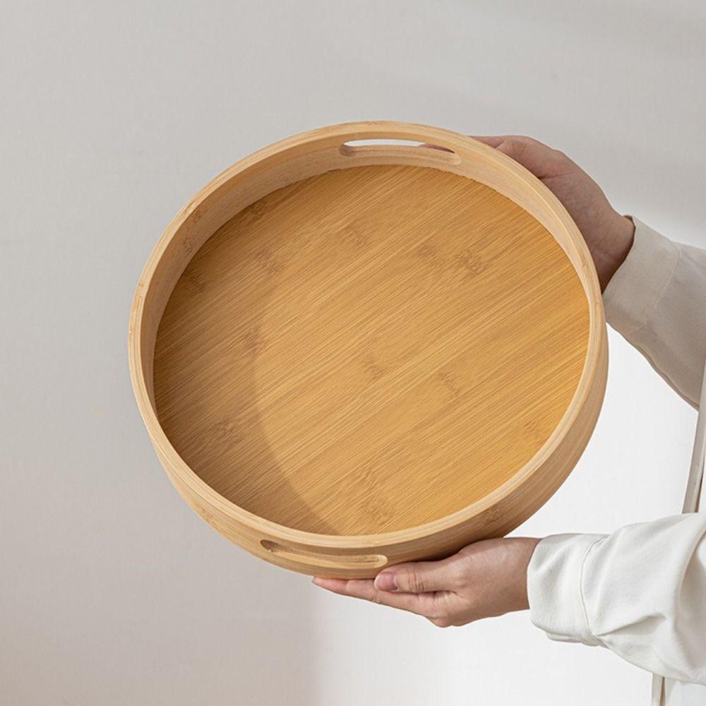 25/30/35/40CM Wood Tray Round Food Bread Pan New Decorative Tray Breakfast Dinner