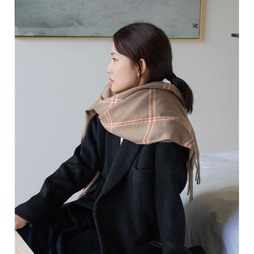 Autumn Winter Unisex Shawl Imitation Cashmere Warm Sweet Plaid Tassel Scarf Cape