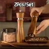 2pcs Manual Salt and Pepper Mill Ceramic Core Pepper Bottle Seasoning Tool Pepper Grinder  Cooking