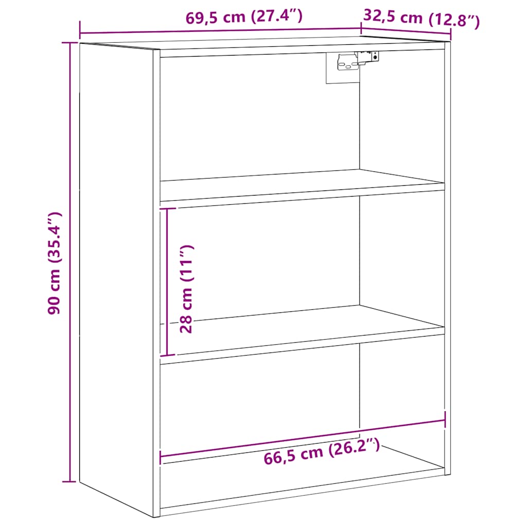 Wall Mounted Shelf Artisan Oak 69.5 x 32.5 x 90 cm