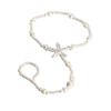 Rhinestone Starfish Pearl Finger Elastic Anklet, Bridal Foot