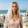Women Veil 1-Tier Wedding Veil with Exquisite Lace Binding Romantic Bridal Headpiece for Church Ceremonies Engagement Banquets