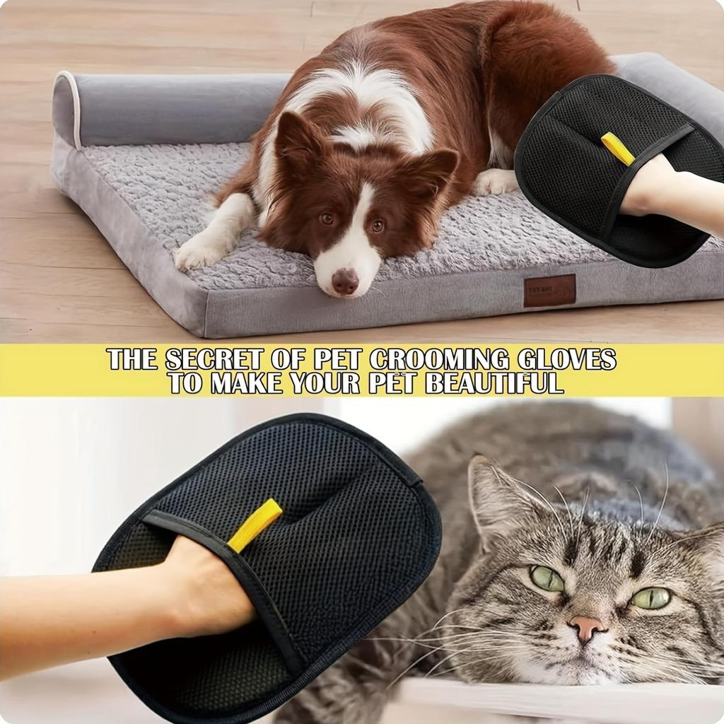 1 buc Mănușă de îndepărtare a părului de animale de companie cu două fețe, eficientă pentru colectarea părului de pisică și câine de pe canapea, covor, așternuturi și scaune auto, instrument esențial pentru curățarea casei