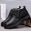 2025 new men's shoes lace-up leather shoes lace-up men's thermal casual shoes comfortable high-top shoes