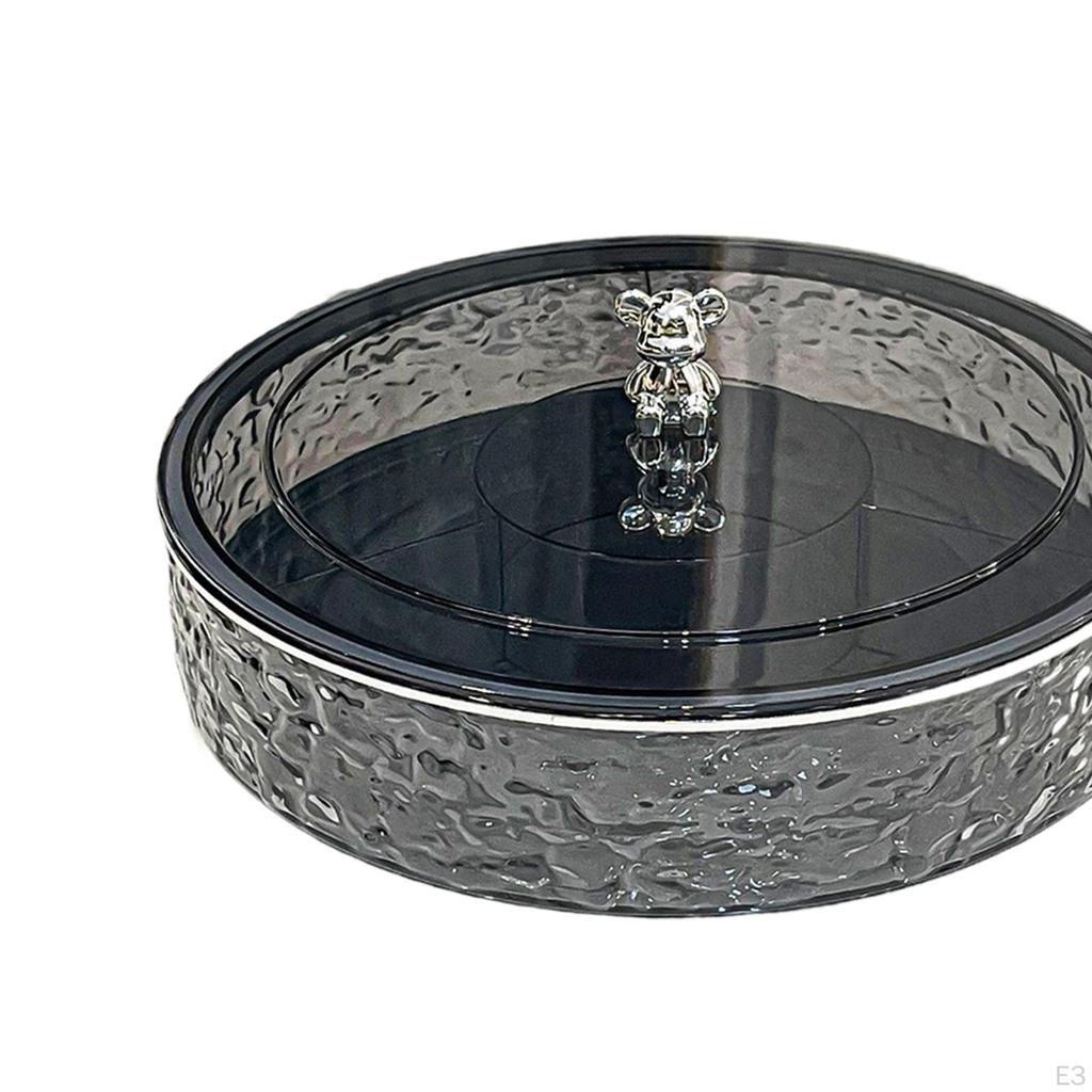 Compartmentalized Appetizer Serving Tray with Lid And Cover, Round Storage Box for Nuts, Sweets,