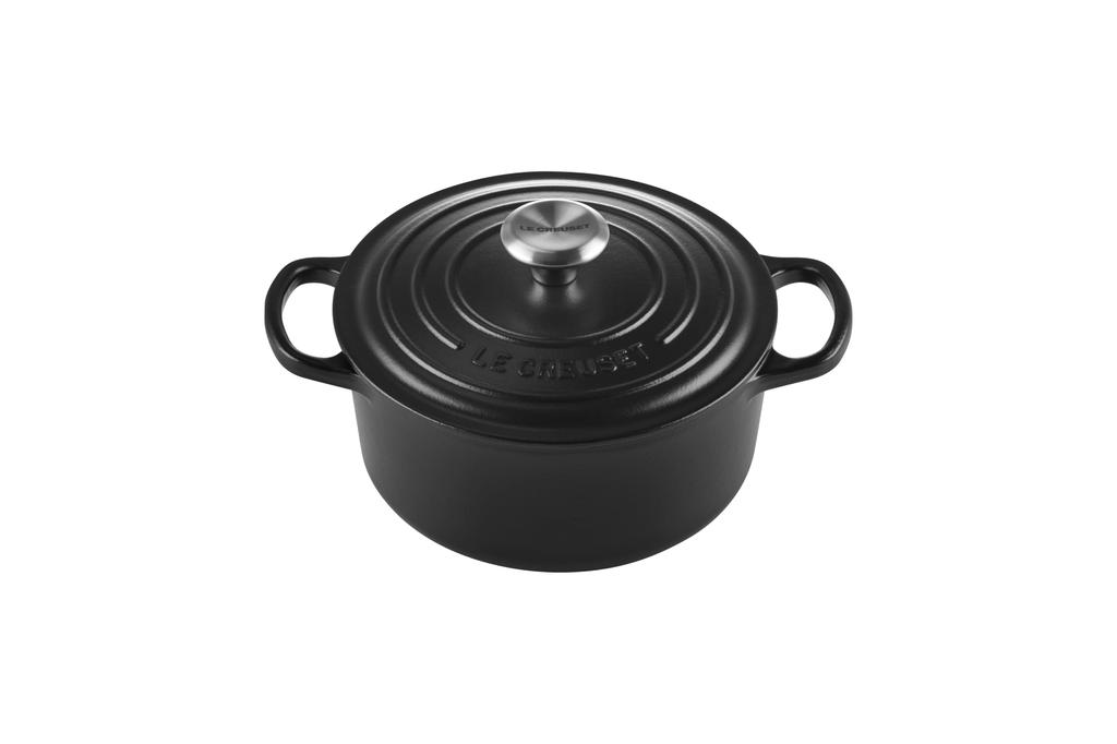 LE CREUSET Cast Iron Enamel Cocotte Ronde Pot, 18 Cm, Matte Black, Induction Oven Compatible [Official Japanese Product]