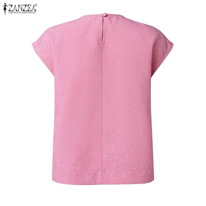 ZANZEA Kadın Günlük Yuvarlak Yaka Düz Renk Kolsuz Atletler