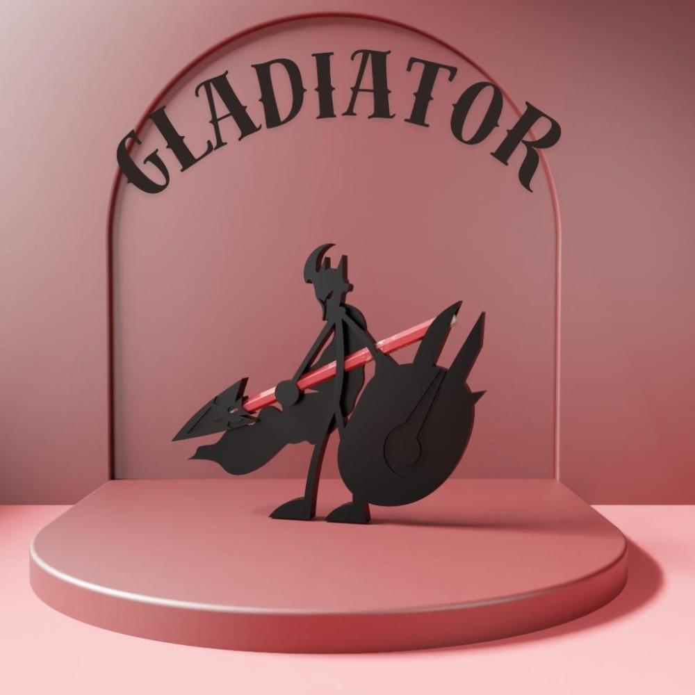 3D Schwarzer Stickman Krieger Stifthalter Plastik Lustige Stiftverzierung 3D Gedruckter Bleistifthalter Schüler