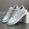 TUINANLE Damen Silber Flache Freizeit-Sneaker Neue Bequeme Leichte Wanderschuhe für Draußen und den Täglichen Einkauf