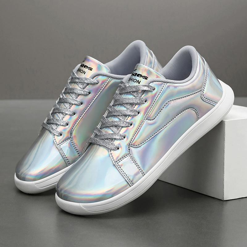 TUINANLE Damen Silber Flache Freizeit-Sneaker Neue Bequeme Leichte Wanderschuhe für Draußen und den Täglichen Einkauf