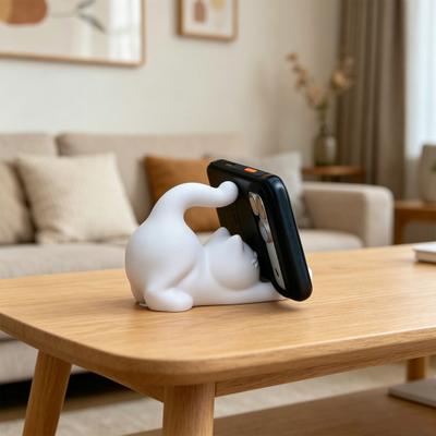 Rozciągający się Kot Stojak na Telefon Komórkowy Drukowany 3D Kreskówkowy Kot Statua Stojak na Smartfon do Domu Biura Dekoracja Biurka