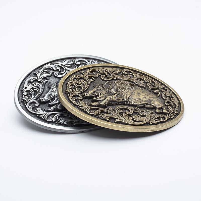 Trendy Wild Boar Leather Hip Hop Western Cowboy Belt Buckle