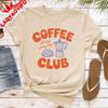 Coffee Club Women TShirt Casual Summer Short Sleeve Tees Cotton Top Coffee Lover Gift for Her Fashion Tee Daily Wear