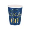 Happy Birthday 60 Cups, Navy Blue 220Ml 6Pcs.